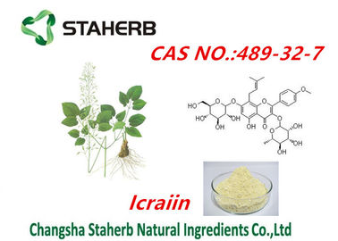 China Mannelijk het uittrekselpoeder 98% icariin gele bruine cas no.489-32-7 van Verhogingsepimedium leverancier